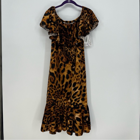 LuLaRoe Cici Dress Size Large Animal Print Cheetah Mermaid Velvet Stretch NEW - Picture 2 of 7